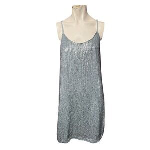 Walter Baker Modern Sequin Mini Slip Dress Silver Size 2